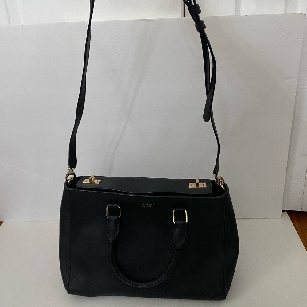 HENRI BENDEL Black Saffiano Leather Turnlock Bag - Picture 15 of 16